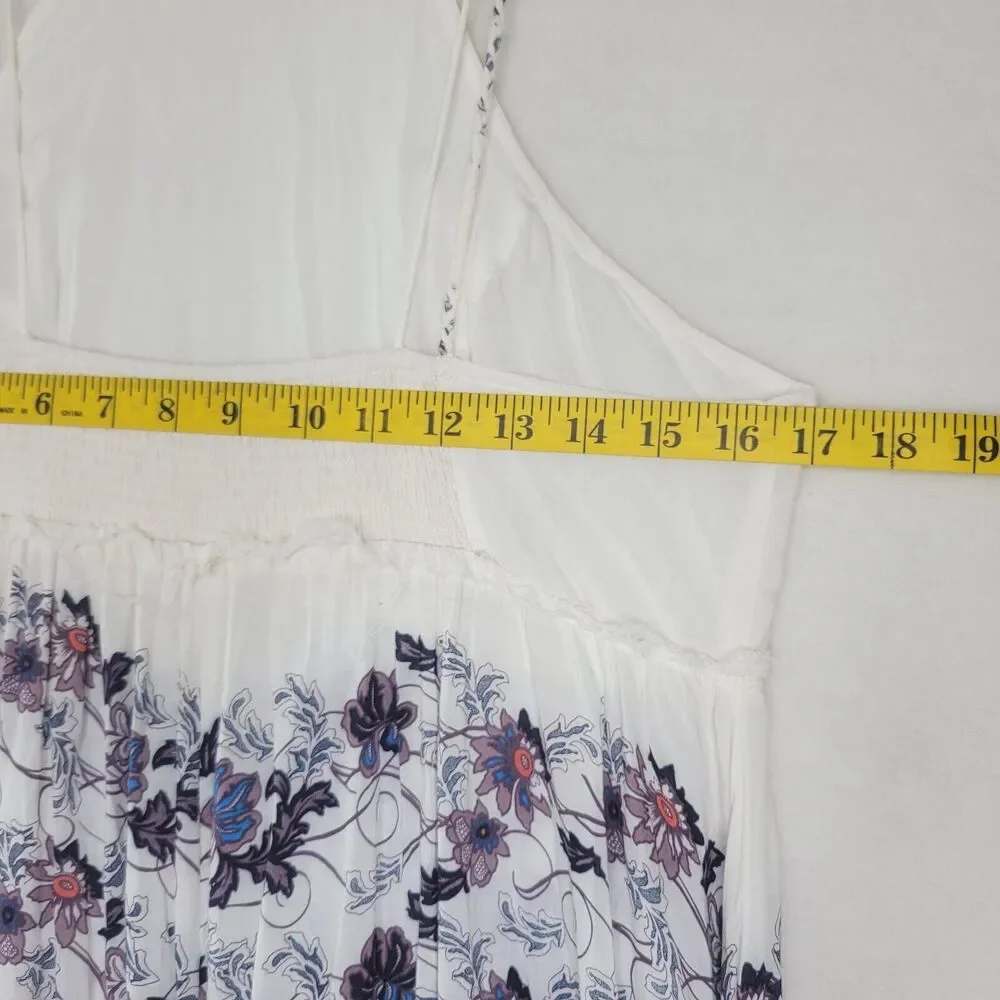 Free People Babydoll Maxi Dress SIZE S Cream Combo Floral Slip Maxi Dress Sheer - Picture 5 of 16